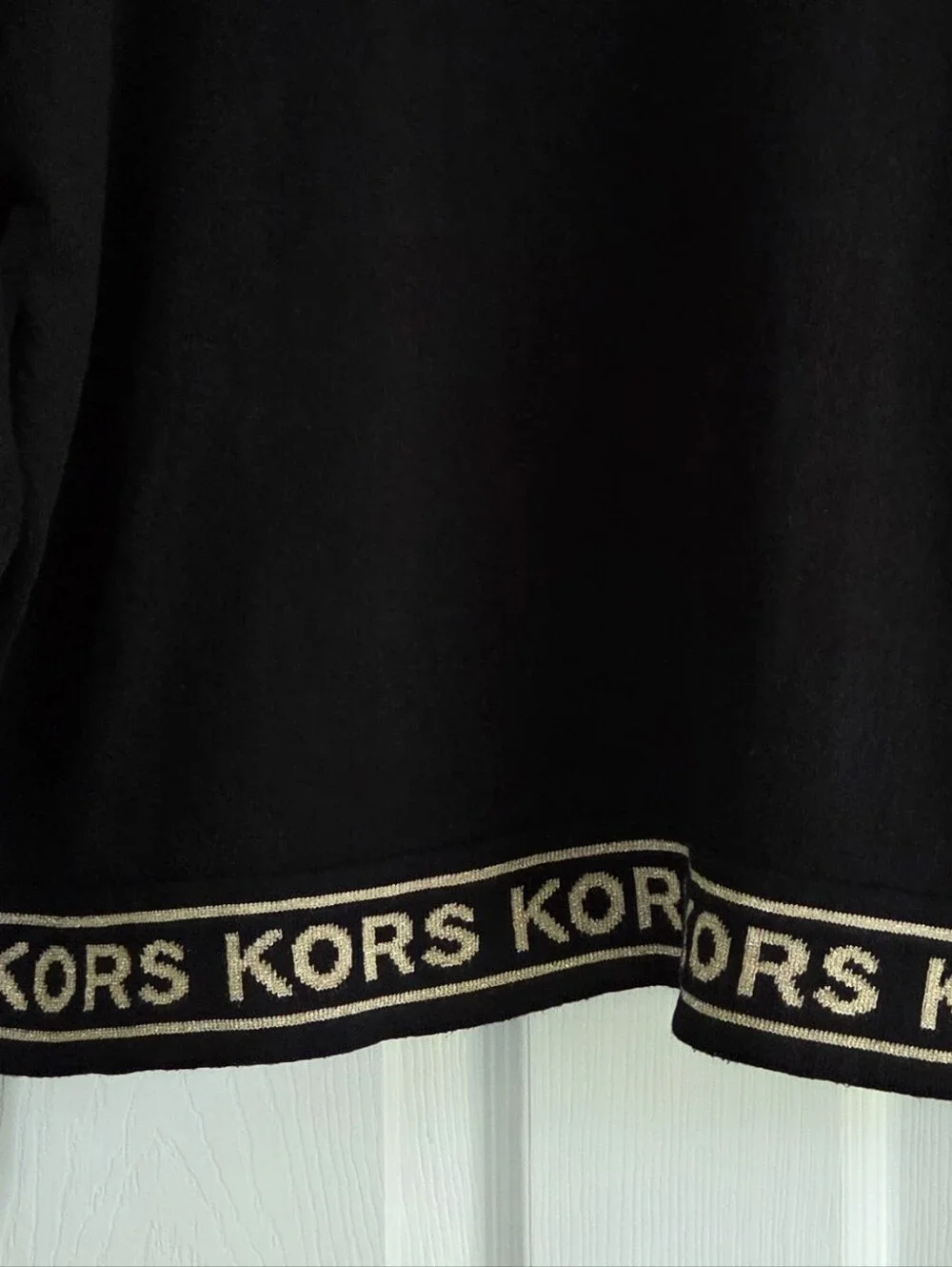 MICHAEL KORS ✨️ Women's Black Logo-Band Crewneck Cropped Sweater Size M